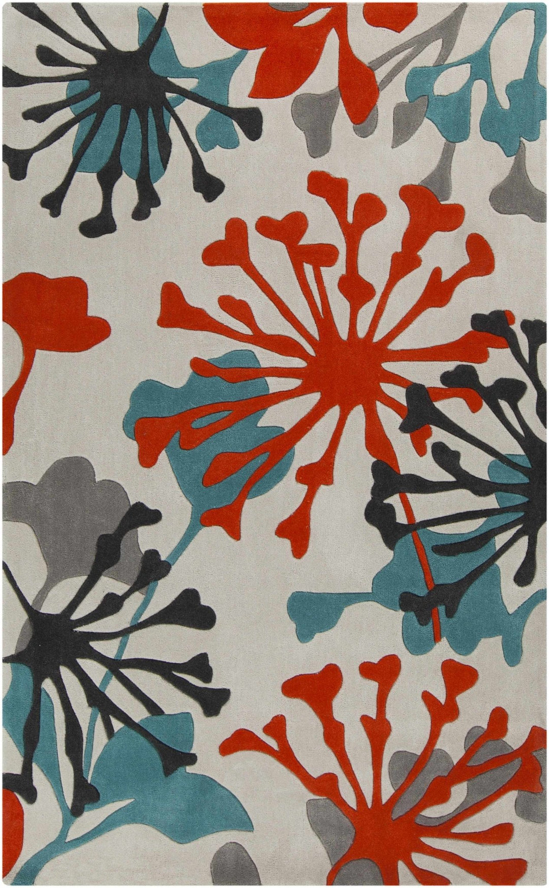 Dickens Modern Style Off White And Teal Hand Tufted Blooming Rug - The Rug Decor