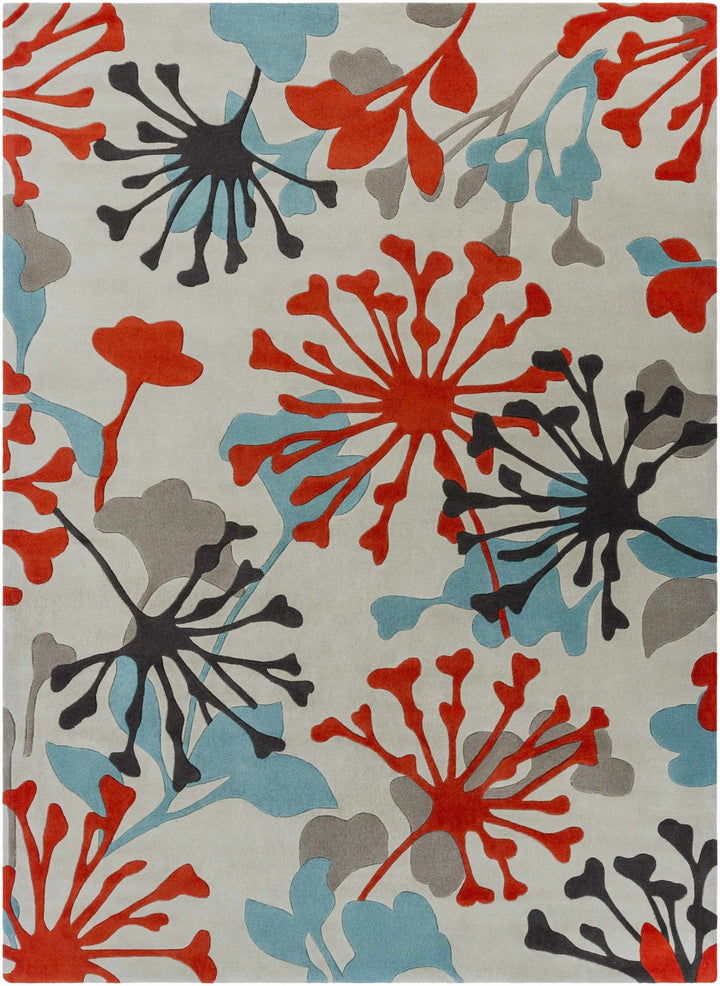 Dickens Modern Style Off White And Teal Hand Tufted Blooming Rug - The Rug Decor