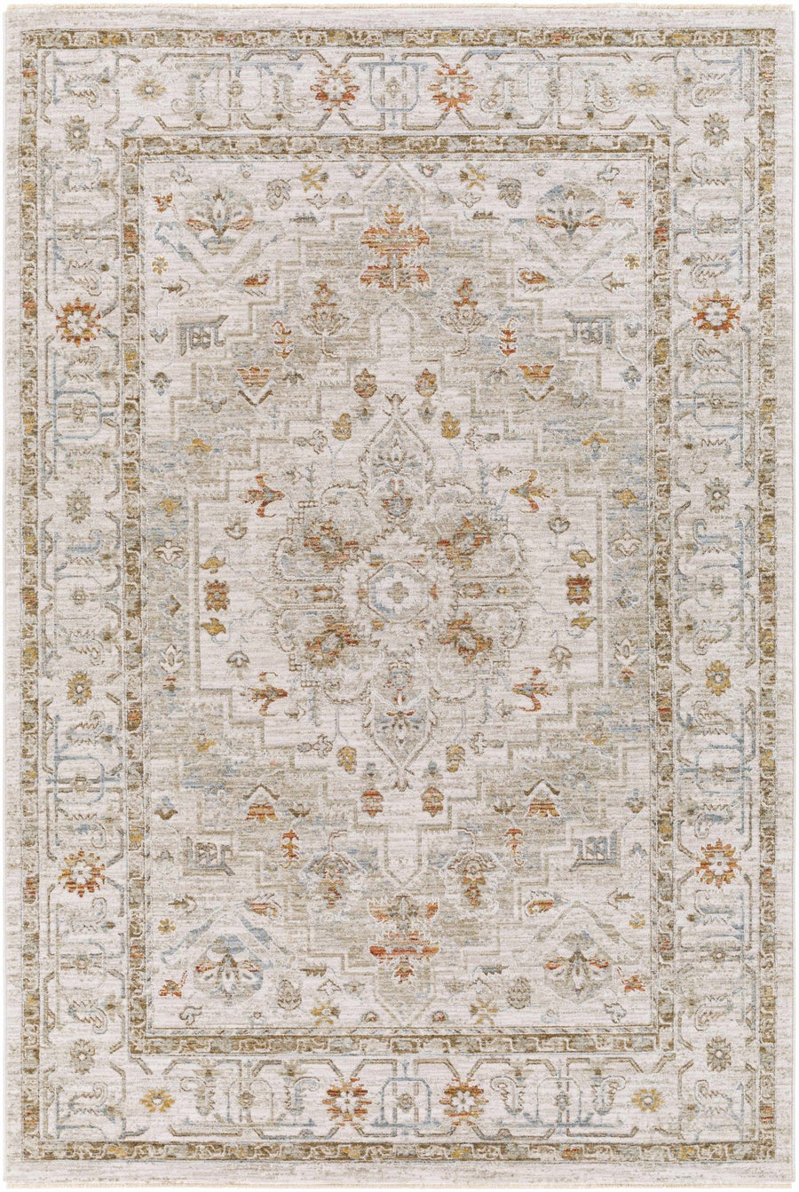 Dieppe Traditional Beige and Sage Machine-Woven Rug - The Rug Decor