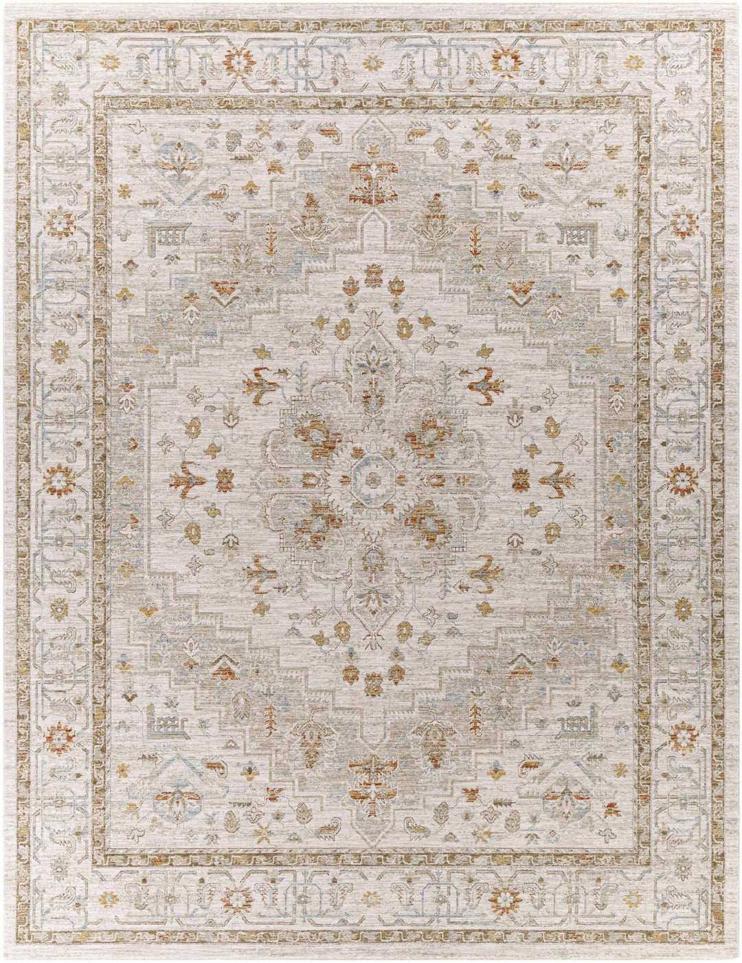 Dieppe Traditional Beige and Sage Machine-Woven Rug - The Rug Decor