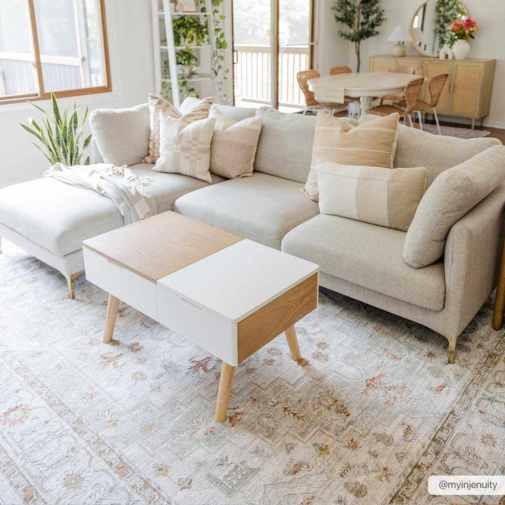 Dieppe Traditional Beige and Sage Machine-Woven Rug - The Rug Decor