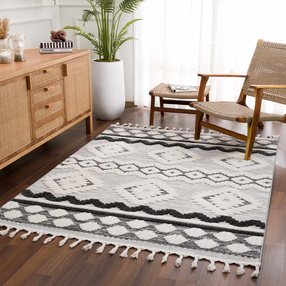 Dinganen Gray And Cream Contemporary Style Area Rug - The Rug Decor