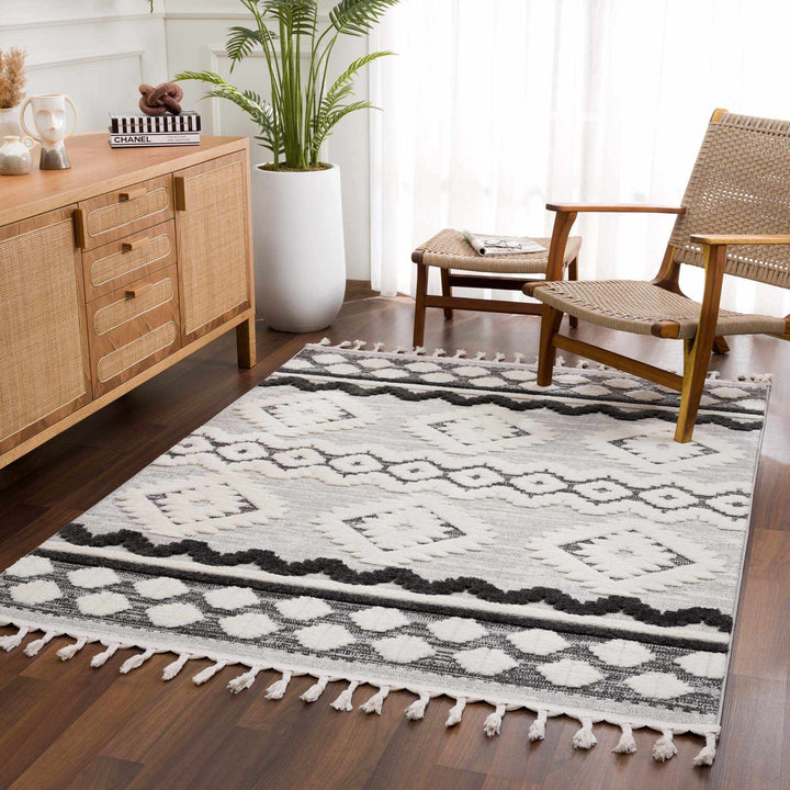 Dinganen Gray And Cream Contemporary Style Area Rug - The Rug Decor