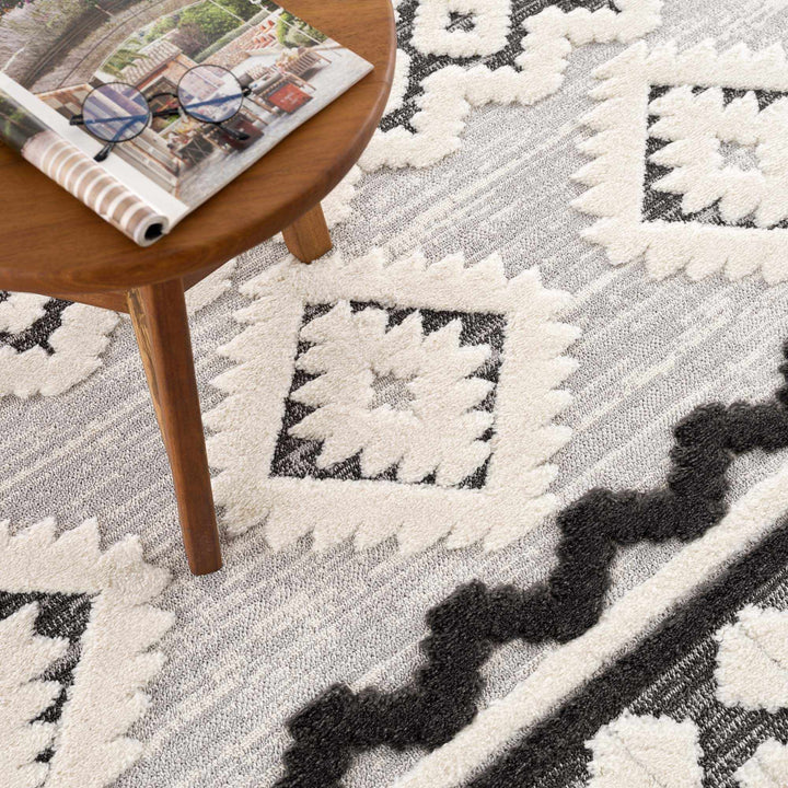 Dinganen Gray And Cream Contemporary Style Area Rug - The Rug Decor