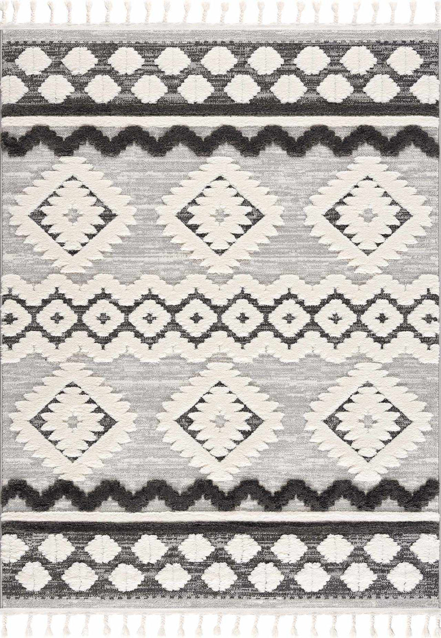 Dinganen Gray And Cream Contemporary Style Area Rug - The Rug Decor