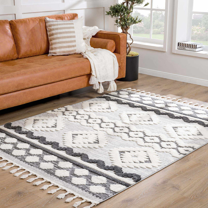 Dinganen Gray And Cream Contemporary Style Area Rug - The Rug Decor