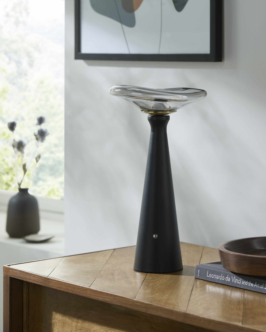 Dinteloord Black Iron & Glass Table Lamp | Traditional Accent Lighting - The Rug Decor