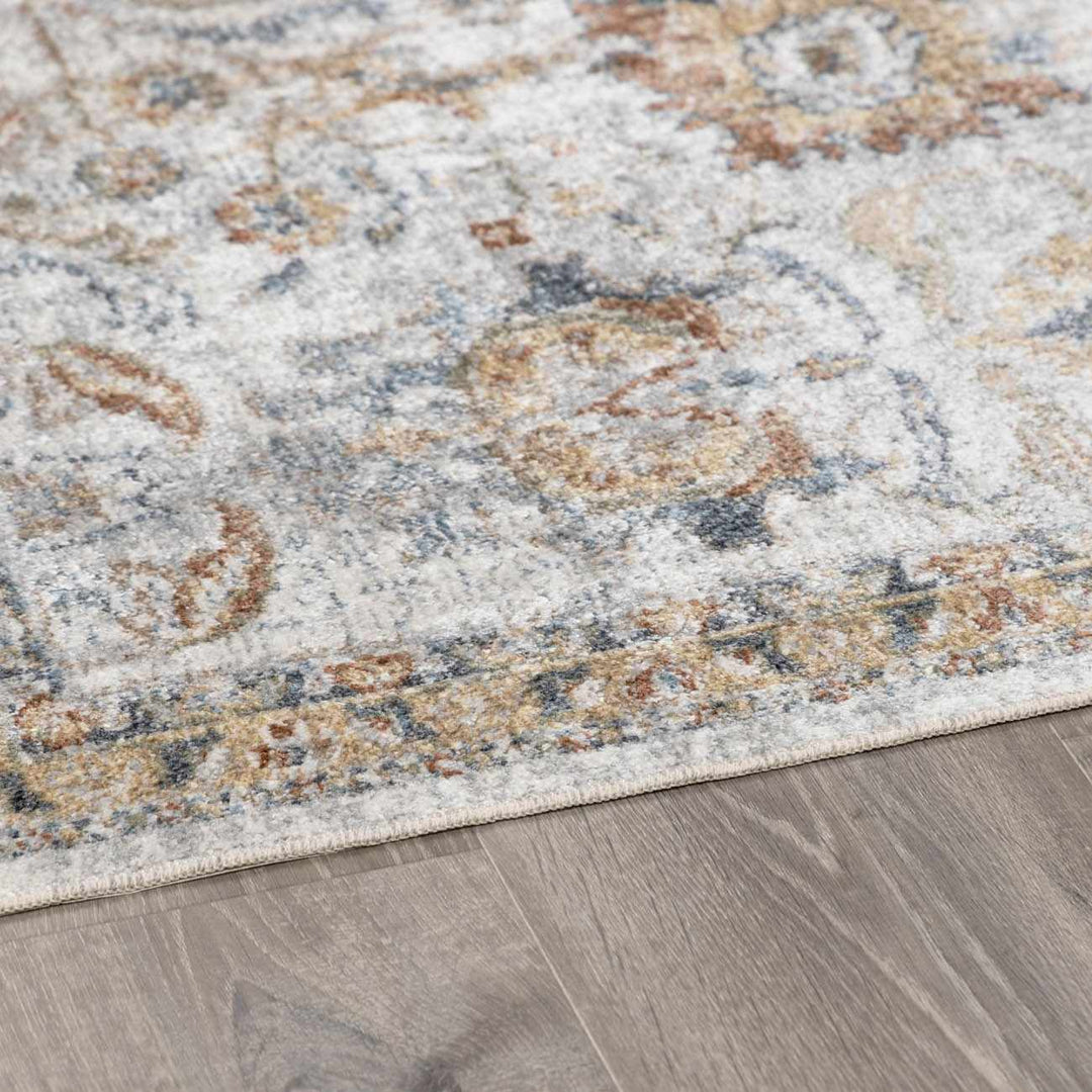 Dion Traditional Style Beige And Gray Washable Area Rug - The Rug Decor