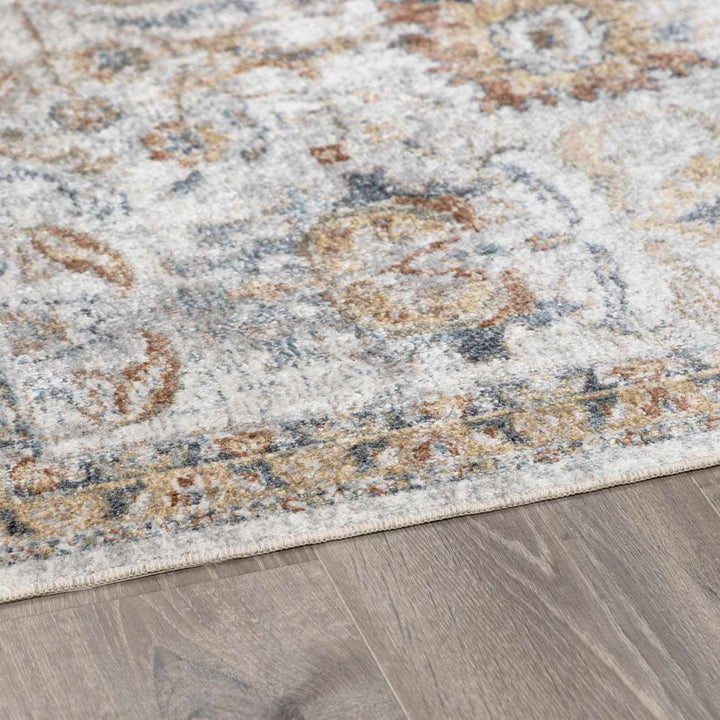Dion Traditional Style Beige And Gray Washable Area Rug - The Rug Decor