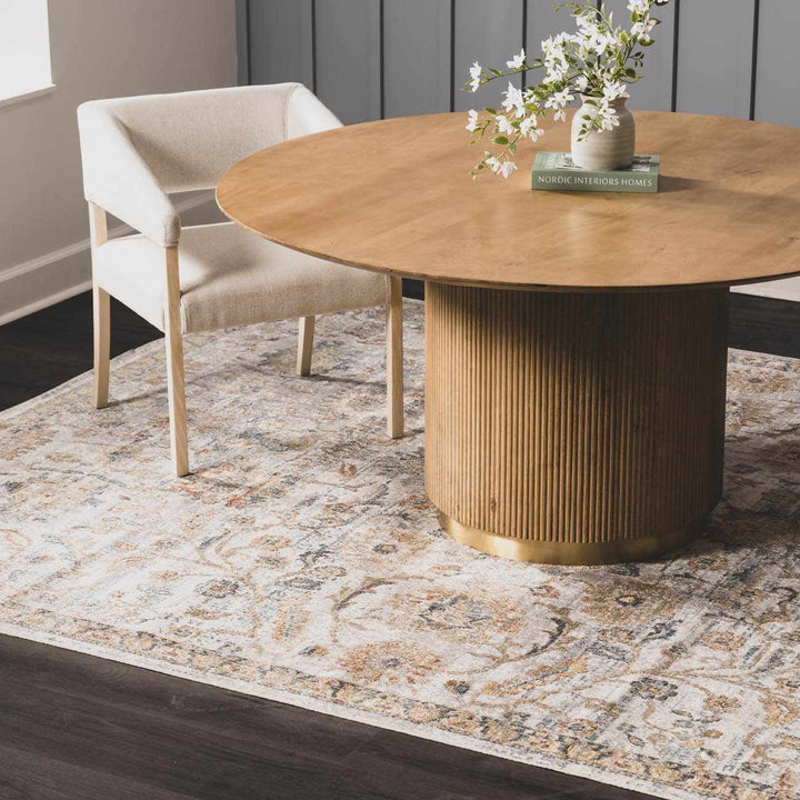 Dion Traditional Style Beige And Gray Washable Area Rug - The Rug Decor