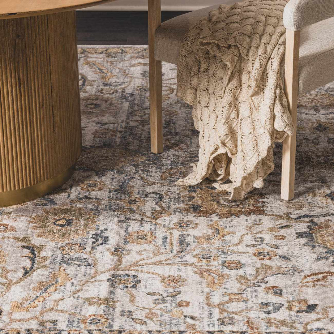 Dion Traditional Style Beige And Gray Washable Area Rug - The Rug Decor