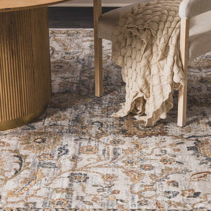 Dion Traditional Style Beige And Gray Washable Area Rug - The Rug Decor