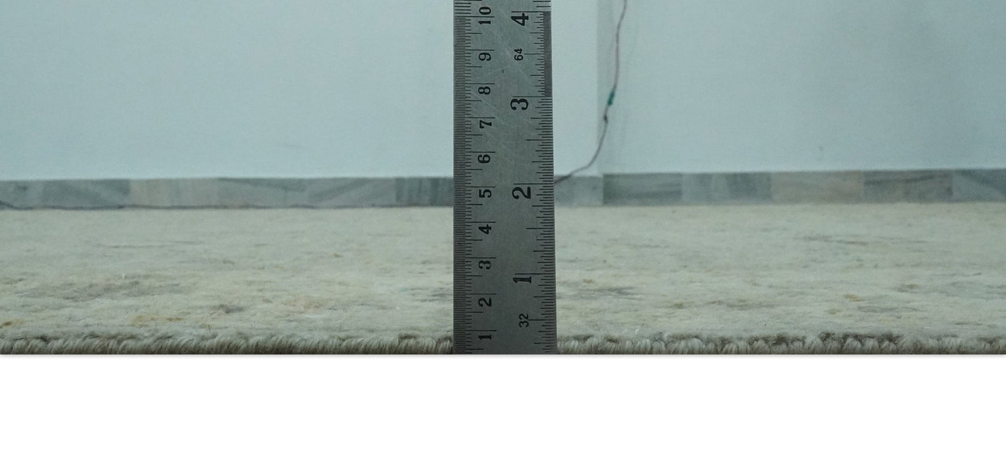 Distress Finished Beige, Silver and Charcoal 8x10 Traditional Wool Rug - The Rug Decor