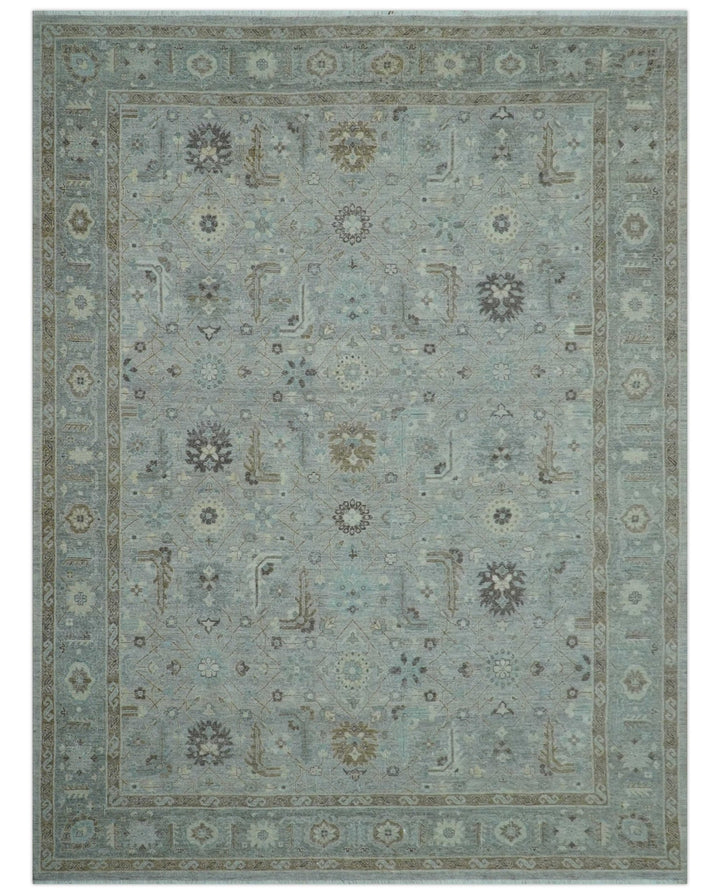 Distressed and Blue Silver Hand Knotted Traditional Wool Area Rug - The Rug Decor