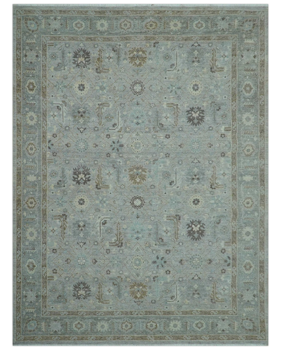 Distressed and Blue Silver Hand Knotted Traditional Wool Area Rug - The Rug Decor