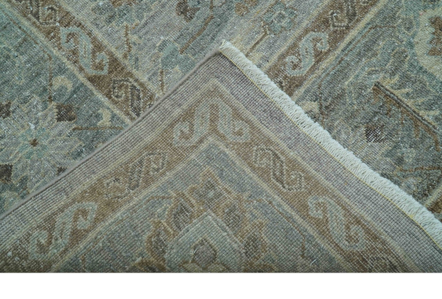 Distressed and Blue Silver Hand Knotted Traditional Wool Area Rug - The Rug Decor