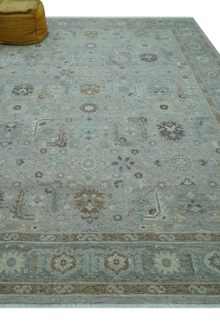 Distressed and Blue Silver Hand Knotted Traditional Wool Area Rug - The Rug Decor