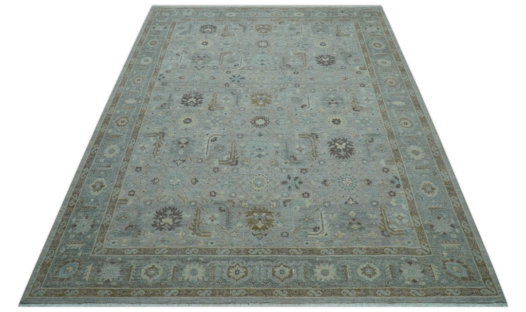 Distressed and Blue Silver Hand Knotted Traditional Wool Area Rug - The Rug Decor
