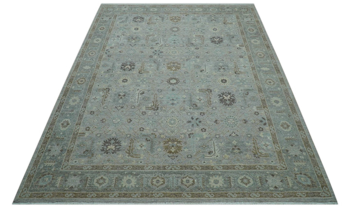 Distressed and Blue Silver Hand Knotted Traditional Wool Area Rug - The Rug Decor