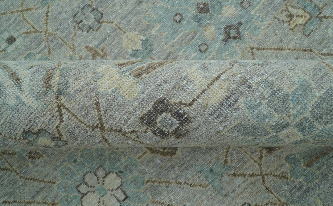 Distressed and Blue Silver Hand Knotted Traditional Wool Area Rug - The Rug Decor