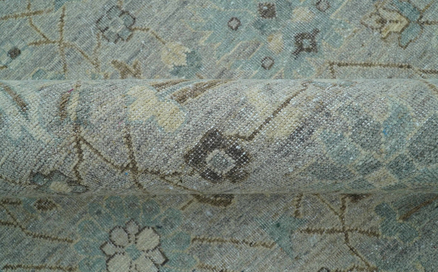 Distressed and Blue Silver Hand Knotted Traditional Wool Area Rug - The Rug Decor