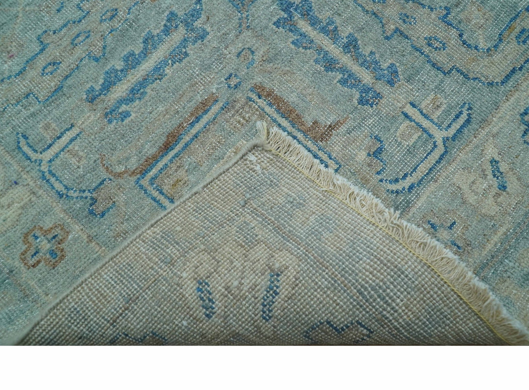 Distressed Design Silver And Beige Hand Knotted 10x14 Wool Area Rug - The Rug Decor