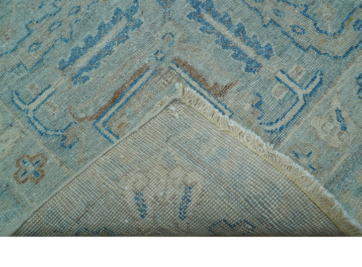 Distressed Design Silver And Beige Hand Knotted 10x14 Wool Area Rug - The Rug Decor