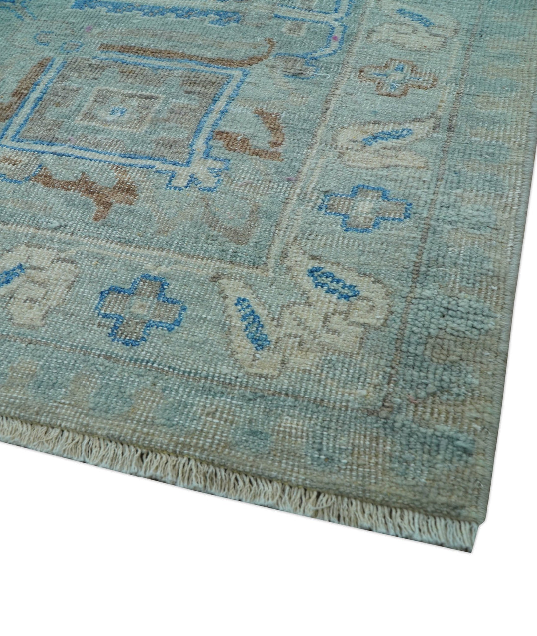 Distressed Design Silver And Beige Hand Knotted 10x14 Wool Area Rug - The Rug Decor