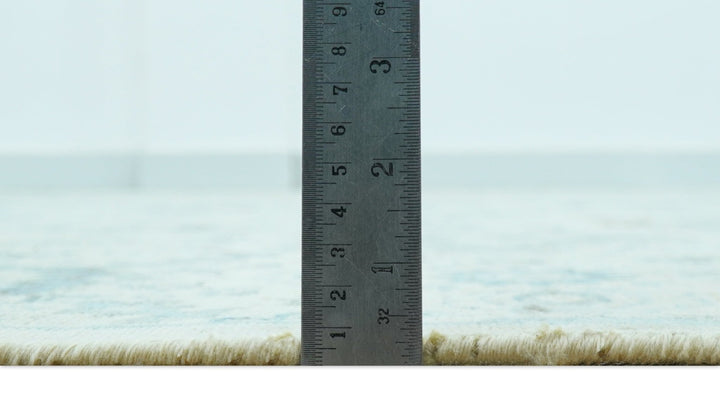 Distressed Hand Knotted Blue And Beige Oriental Design 8x10 Wool Area Rug - The Rug Decor