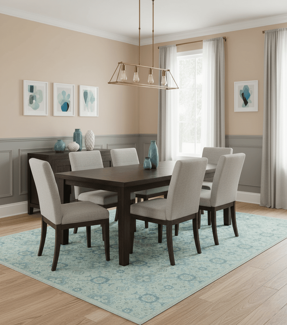 Distressed Hand Knotted Blue And Beige Oriental Design 8x10 Wool Area Rug - The Rug Decor