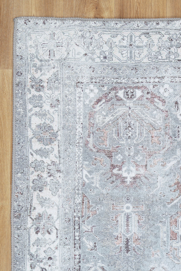 Distressed Style Traditional Machine Washable Grey Rug - The Rug Decor