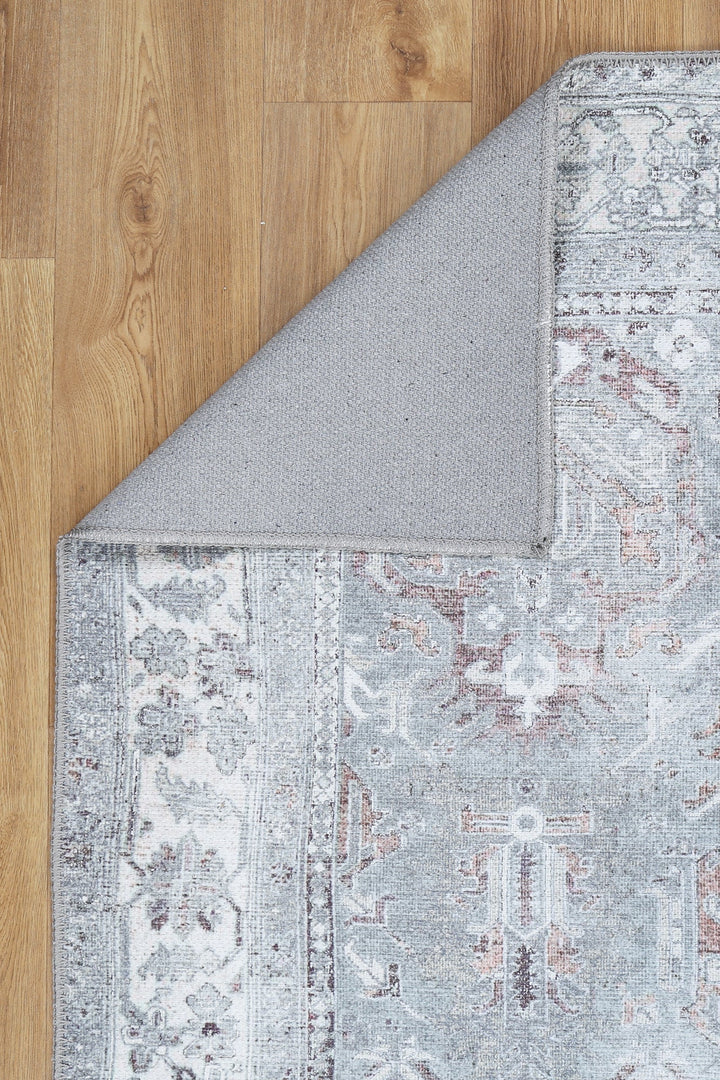 Distressed Style Traditional Machine Washable Grey Rug - The Rug Decor