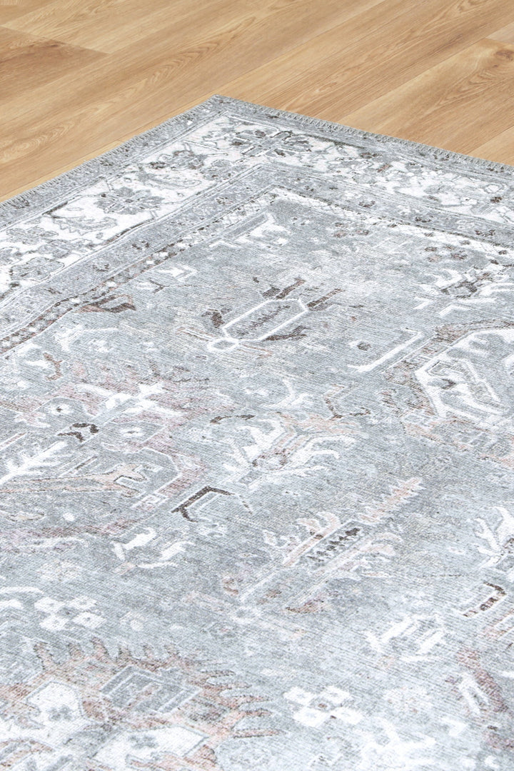 Distressed Style Traditional Machine Washable Grey Rug - The Rug Decor