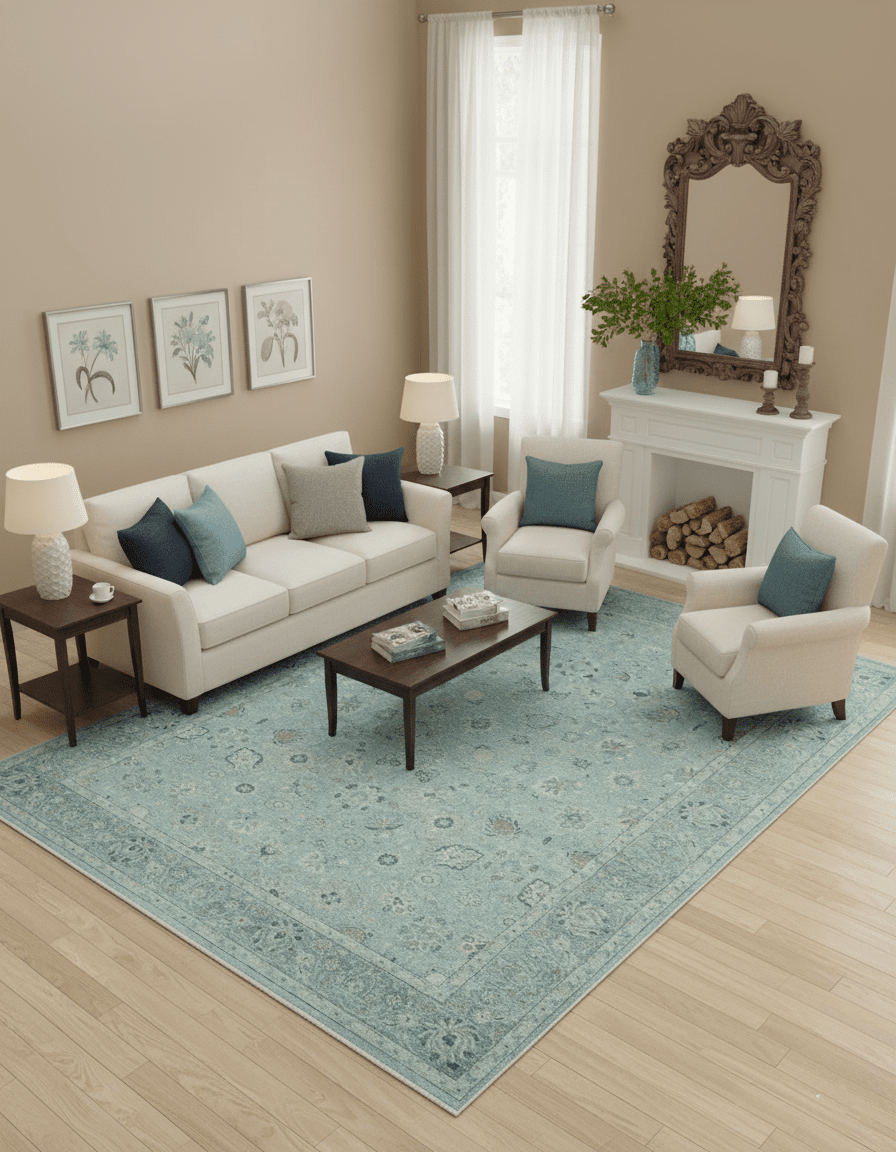 Distressed traditional And Beige Hand Knotted 10x14 Wool Area Rug - The Rug Decor