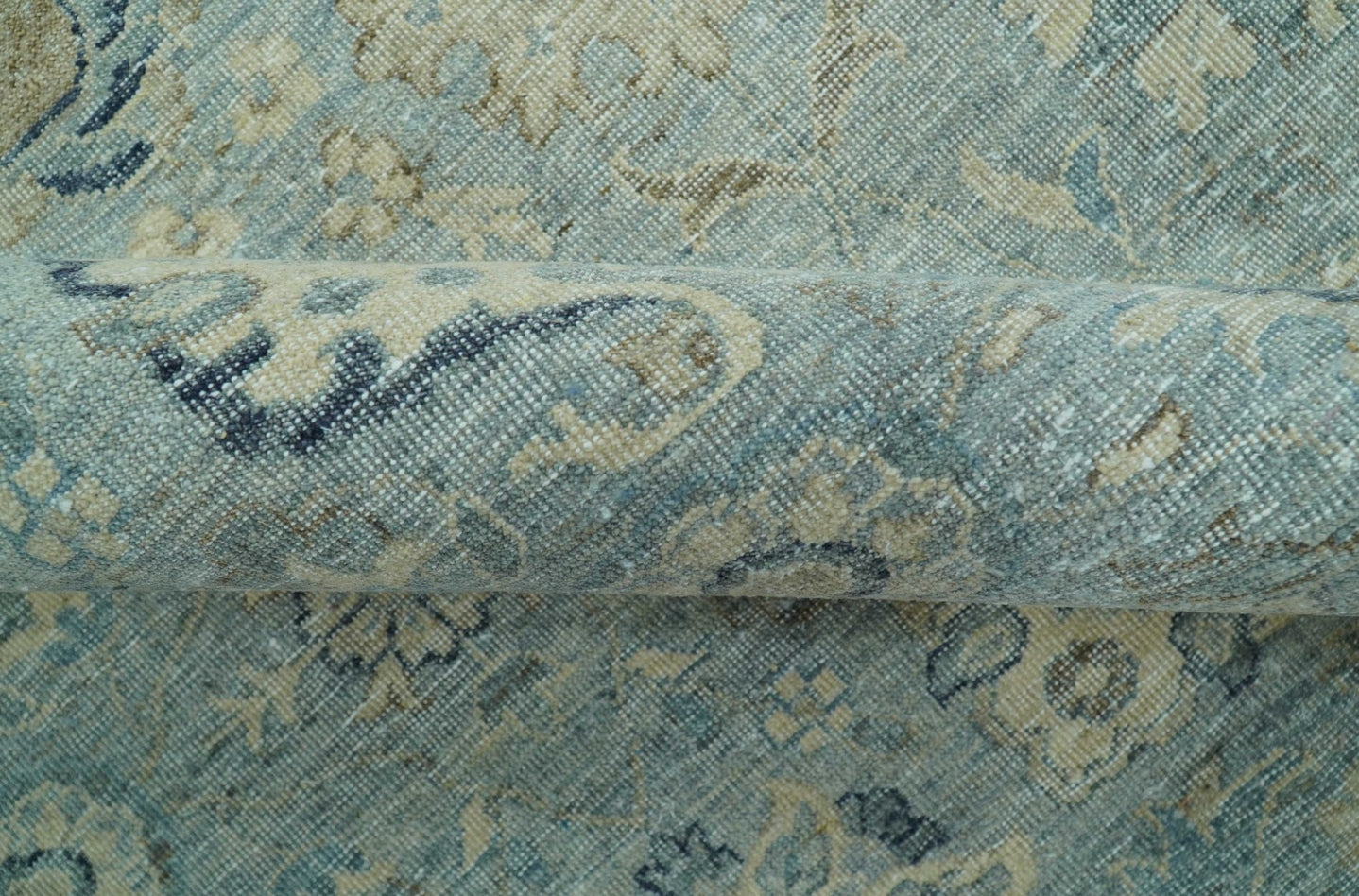 Distressed traditional And Beige Hand Knotted 10x14 Wool Area Rug - The Rug Decor