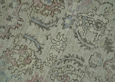 Distressed Traditional Design Beige, Brown And Pink 8x10 Hand Knotted wool rug - The Rug Decor
