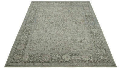 Distressed Traditional Design Beige, Brown And Pink 8x10 Hand Knotted wool rug - The Rug Decor