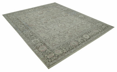 Distressed Traditional Design Beige, Brown And Pink 8x10 Hand Knotted wool rug - The Rug Decor