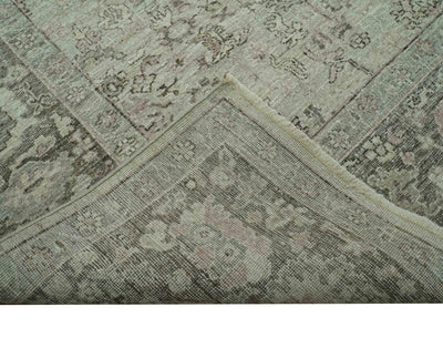 Distressed Traditional Design Beige, Brown And Pink 8x10 Hand Knotted wool rug - The Rug Decor