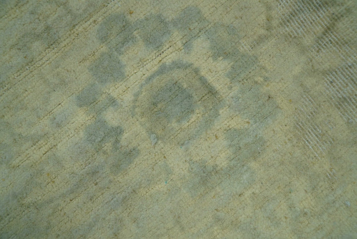 Distressed Traditional Design Blue And Beige Hand Knotted 8x10 Wool Area Rug - The Rug Decor