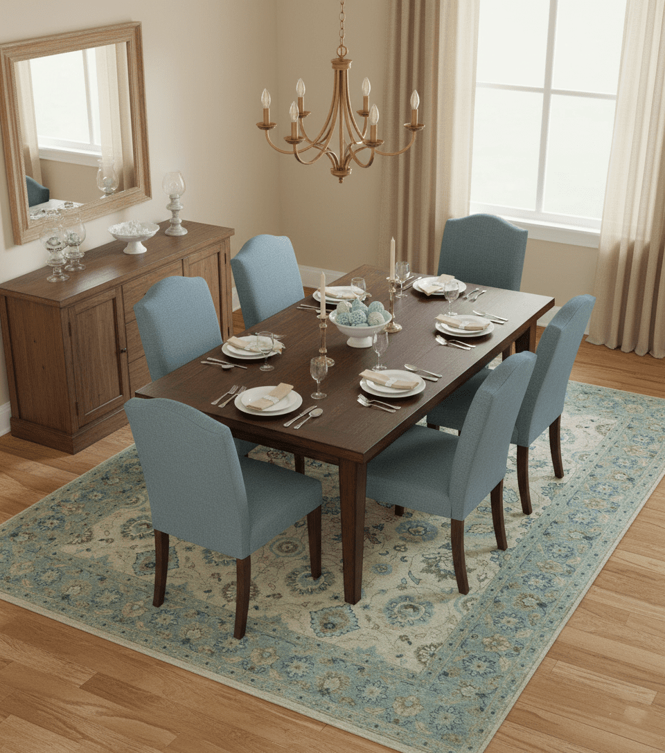 Distressed traditional Design Blue And Beige Hand Knotted 8x10 Wool Area Rug - The Rug Decor