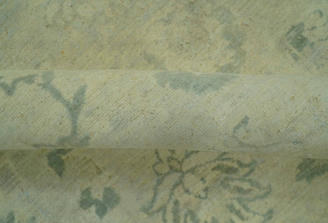 Distressed Traditional Design Blue And Beige Hand Knotted 8x10 Wool Area Rug - The Rug Decor