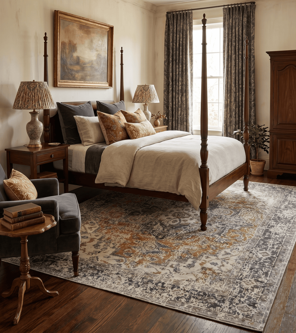 Distressed Traditional Turkish Brown And Charcoal Hand Knotted Wool Area Rug - The Rug Decor