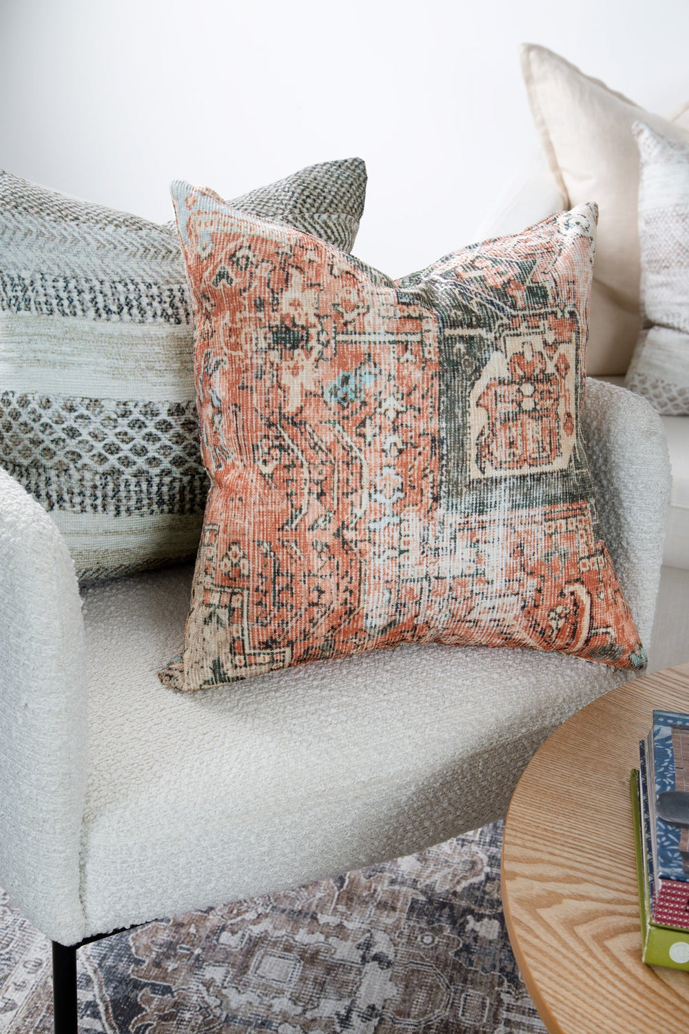 Distressed Vintage Cezanne in Multicolor Pillow - The Rug Decor