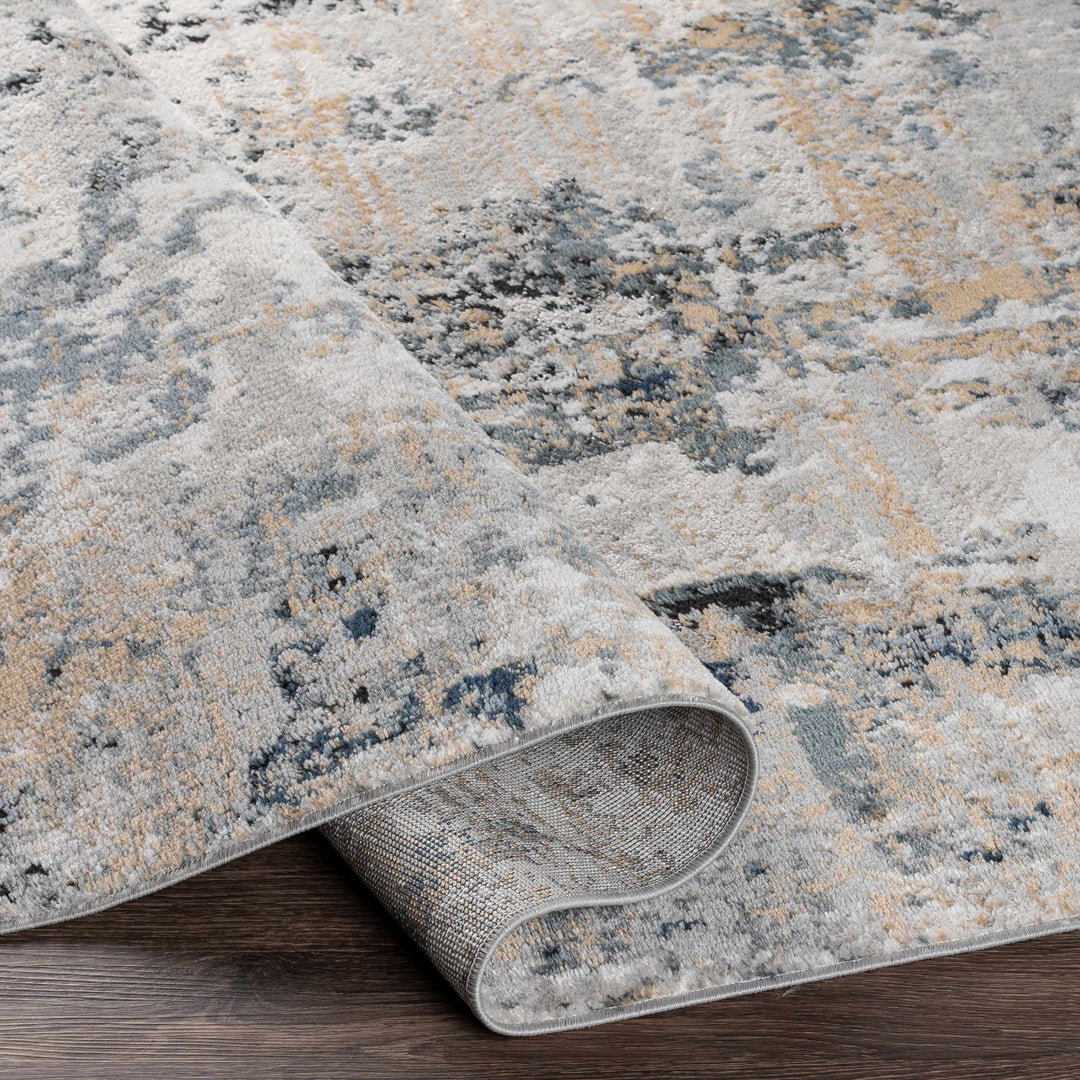 Delph Gray And Blue Modern Abstract Design Area Rug
