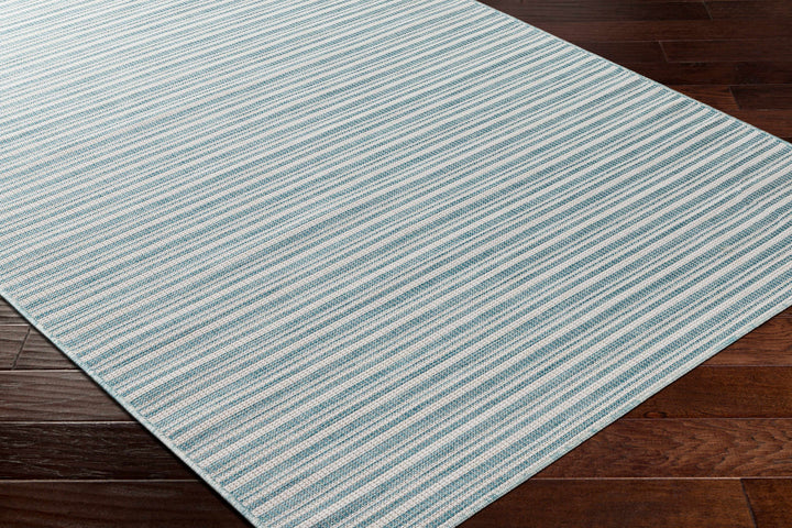 Greg Contemporary Style Teal And Ivory Area Rug