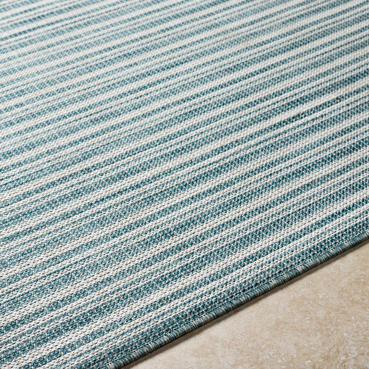Greg Contemporary Style Teal And Ivory Area Rug