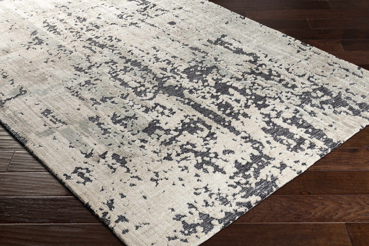 Dundry Ivory And Charcoal Modern Abstract Design Hand Woven Area Rug