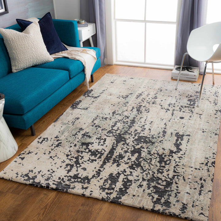 Dundry Ivory And Charcoal Modern Abstract Design Hand Woven Area Rug
