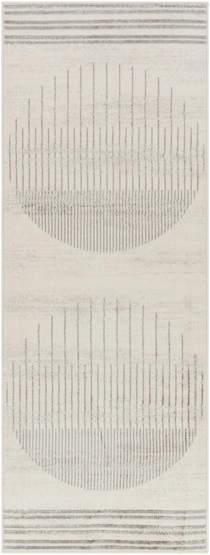 Dung Contemporary Geometrical Gray And Ivory Rug